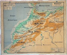 ? Ancienne carte scolaire murale Vidal-Lablache 44, T10, 1930 - Maroc