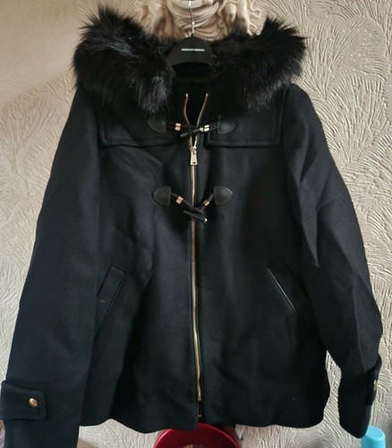 Zara black hooded duffle - black,