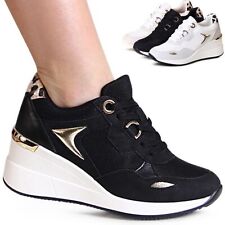 Chaussures Femme Semelle Compensée Baskets Plateforme Basses de Sport Animal