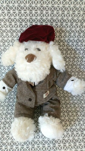 Peluche doudou chien blanc