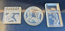 3 CENDRIERS VIDE POCHE ART DECO VERRE INTAILLE 1930 FRANCE