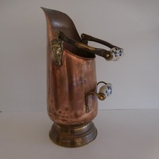 Seau à charbon fait main laiton cuivre bronze céramique art-déco France signé PN