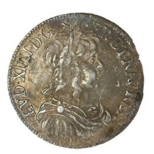 Louis XIV Demi Ecu A La Mèche Longue 1650 N Montpellier Argent 13.7 Gr