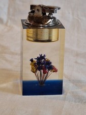 Ancien briquet De Table Base En Résine Fleur Vintage 
