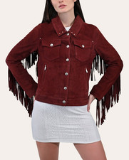 Veste en cuir à franges daim
