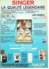 PUBLICITE ADVERTISING 096  1990   Singer lave vaisselle machine à laver  frigida