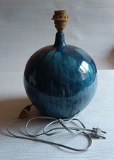 Lampe Vintage Céramique Emaillée Bleue style Vallauris années 50/60. Fonctionne.