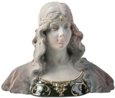 Buste 19e signé JACOBS Grès ART NOUVEAU sculpture vintage antique mucha µ