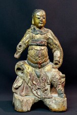 B art chine statue sculpture 18ème bouddha bois doré polychrome 30cm880g guanyin