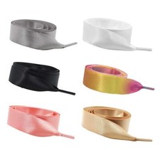 6 Paires Ruban de Soie Lacets de Chaussures Plat à Lacets Satin de Dentelle p...