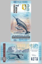 GROENLAND / GREENLAND 7 KRONER Souvenir 2025 Narval UV Hologramme