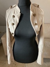 Élégant Femmes Boléro Veste M Crème Manches Longues Superbe Zierknopfleisten