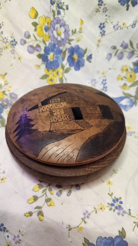 Boîte ronde bois vintage - en,