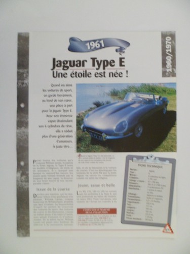 Carte fiche auto jaguar - carte, e