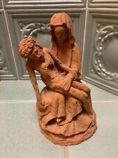 PIETA VIERGE JESUS STATUE TERRE CUITE SIGNEE