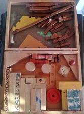 Ancien jeu de construction architecte maison bois dans mallette bois