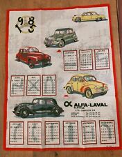 Calendrier 1985 torchon ancien Neuf vielle voiture Alfa Laval  collection 