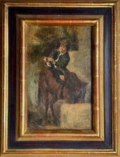 Tableau ancien, huile sur toile thème équestre