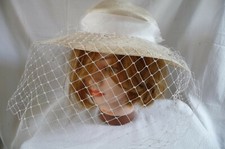 CAPELINE  Paille  100% naturelle clair VOILETTE +ruban