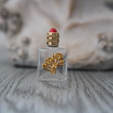 4.1 cm de haut, Miniature de parfum vide, bouquet doré, flacon de parfum vide
