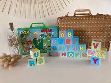 10⚜️ Jouet Ancienne Boite à Cubes 24 Cubes Babar Dujardin Complet