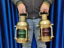 Lot de 2 anciennes lampes à pétrole ancre vintage lanterne marine, lampe à hu...