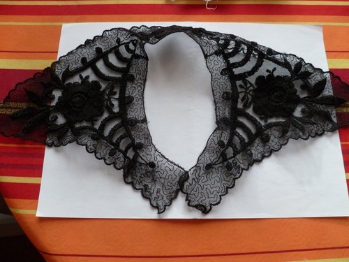 Ancien col dentelle noir - dentelle, brode