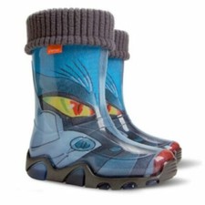 BOTTES DE NEIGE DE PLUIE POUR ENFANTS WELLIES DOUBLURE INTÉRIEURE AMOVIBLE CHAUSSETTES Dragon
