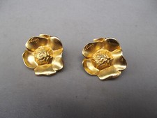 Kenzo Ancienne boucles d'oreille fleurs en métal doré vintage