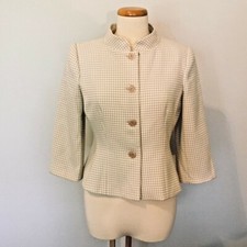 Donna Morgan Women's Jacket White Golden Yellow 3/4 Sleeve Size 6 Free SH