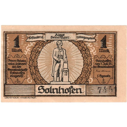Allemagne solnhofen 1 mark - solnhofen,,
