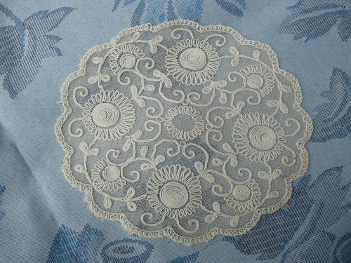 Napperon rond ancien tulle - ancien, en