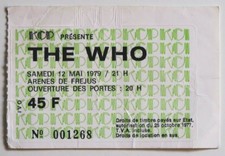 THE WHO rare billet ticket stub concert FRANCE Frejus 12/05/1979 KCP