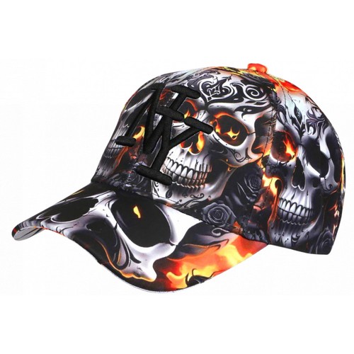 Casquette skull noir orange - casquette, ny