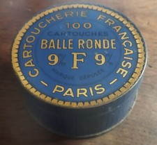 Boite en tole vide "cartoucherie française-paris" 100 cartouche, balle ronde 9f9