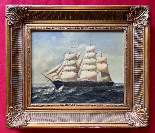Antique marine oil painting - oil,