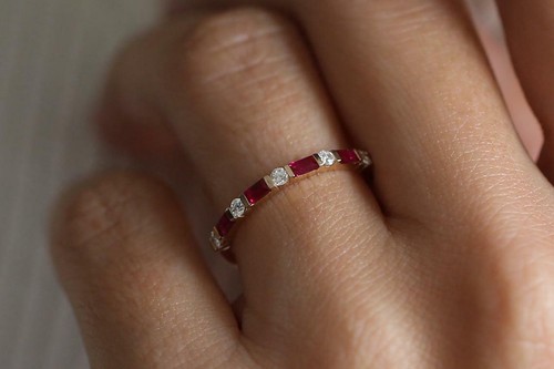 Baguette ruby gold ring - baguette,
