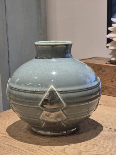 Vase céramique vintage bleu