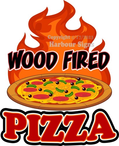Wood fired pizza decal - wood,