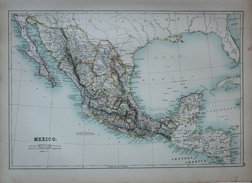 1897 ancien carte mexico san - 1897,