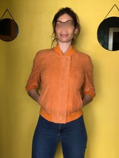jolie veste blouson en cuir suede orange TO BE G firenze taille 38 fr (M) NEUVE