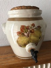 Ancien et superbe gros VINAIGRIER en Grès vernissé décor aux fruits