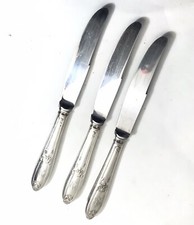 3 Couteaux Mod Louis XV MARLY MÉTAL ARGENTE Monogramme NC