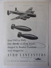 12/1945 PUB AVRO LANCASTER HEAVY BOMBER RAF BOMBER COMMAND BOMBARDIER AD