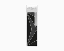 S.T. DUPONT Briquet Twiggy Fire X Flamme À Torche Plate Chrome Et Noir 030070