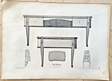 Planche d'architecture Mobilier Bureau Louis Sue & André Mare Art Déco 1921