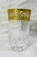 SAINT LOUIS STELLA GOLD FLAT TUMBLER GLASS VERRE GOBELET A THE CRISTAL GRAVE OR