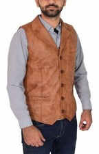 Nouveau Gilet En Cuir Tan Pour