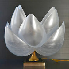 IMPORTANTE LAMPE VINTAGE 1970 MAISON ROUGIER PLEXIGLAS NACRE & LAITON 70S 1970S
