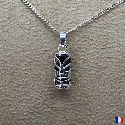 Pendentif tiki argent 925 - tiki, onyx